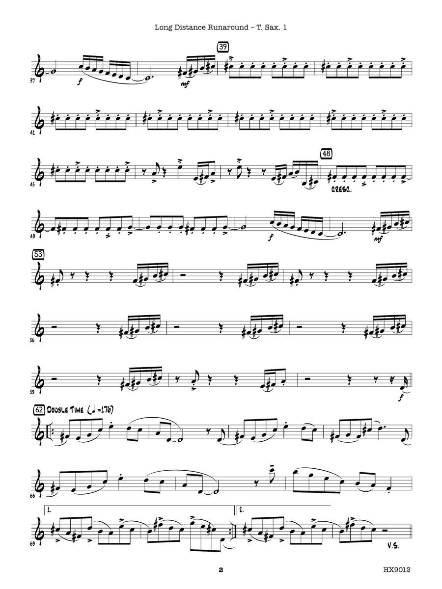 Long Distance Runaround: B-flat Tenor Saxophone 1 Tenor Saxophone scores gallery preview page 2