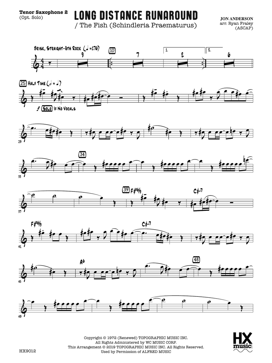 Long Distance Runaround: B-flat Tenor Saxophone 2 Tenor Saxophone scores gallery preview page 1