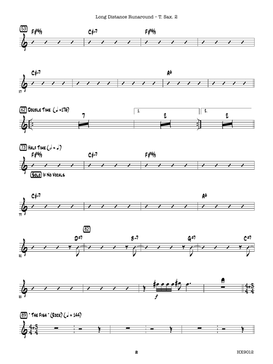 Long Distance Runaround: B-flat Tenor Saxophone 2 Tenor Saxophone scores gallery preview page 2