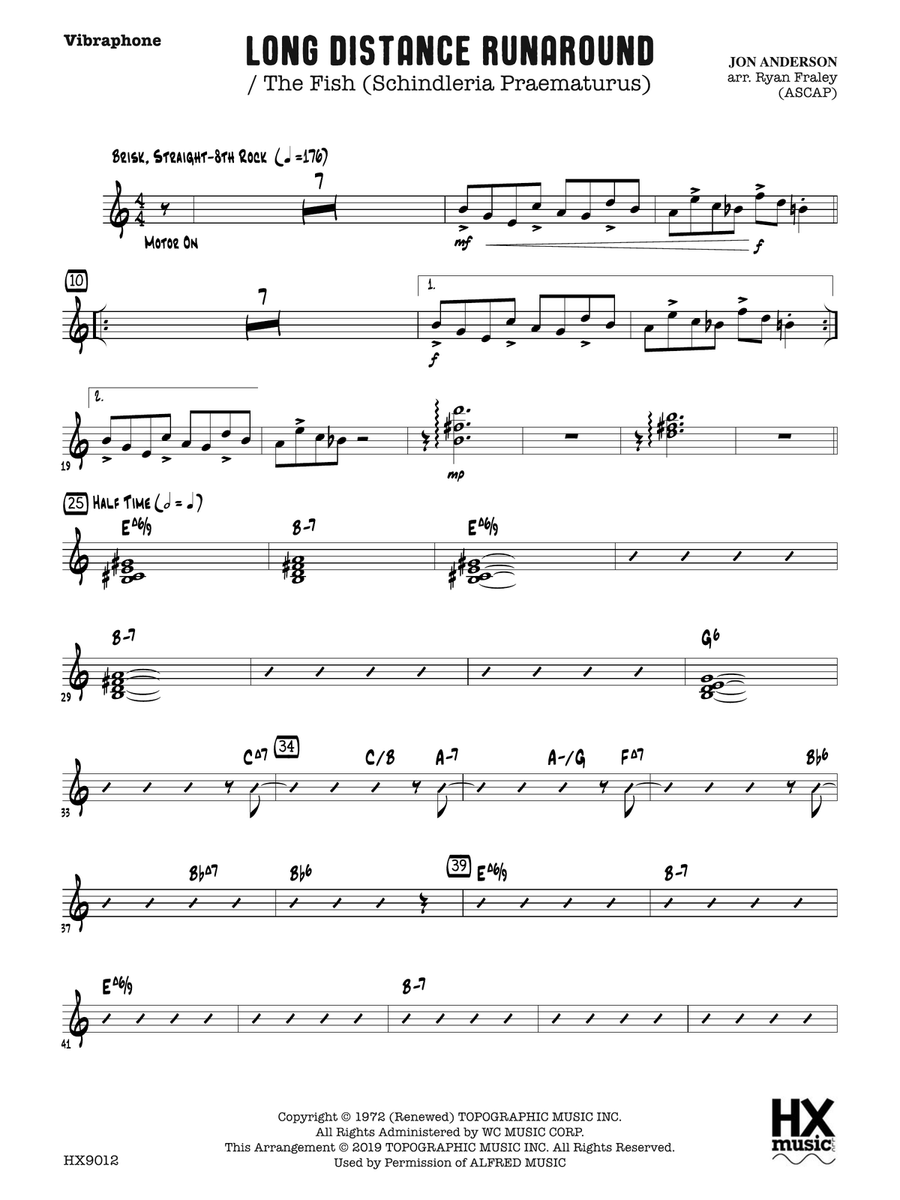 Long Distance Runaround: Vibraphone Vibraphone scores gallery preview page 1