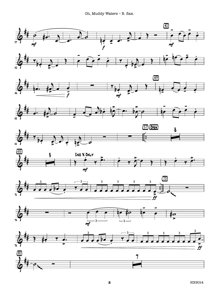Oh, Muddy Waters: E-flat Baritone Saxophone Baritone Saxophone scores gallery preview page 2