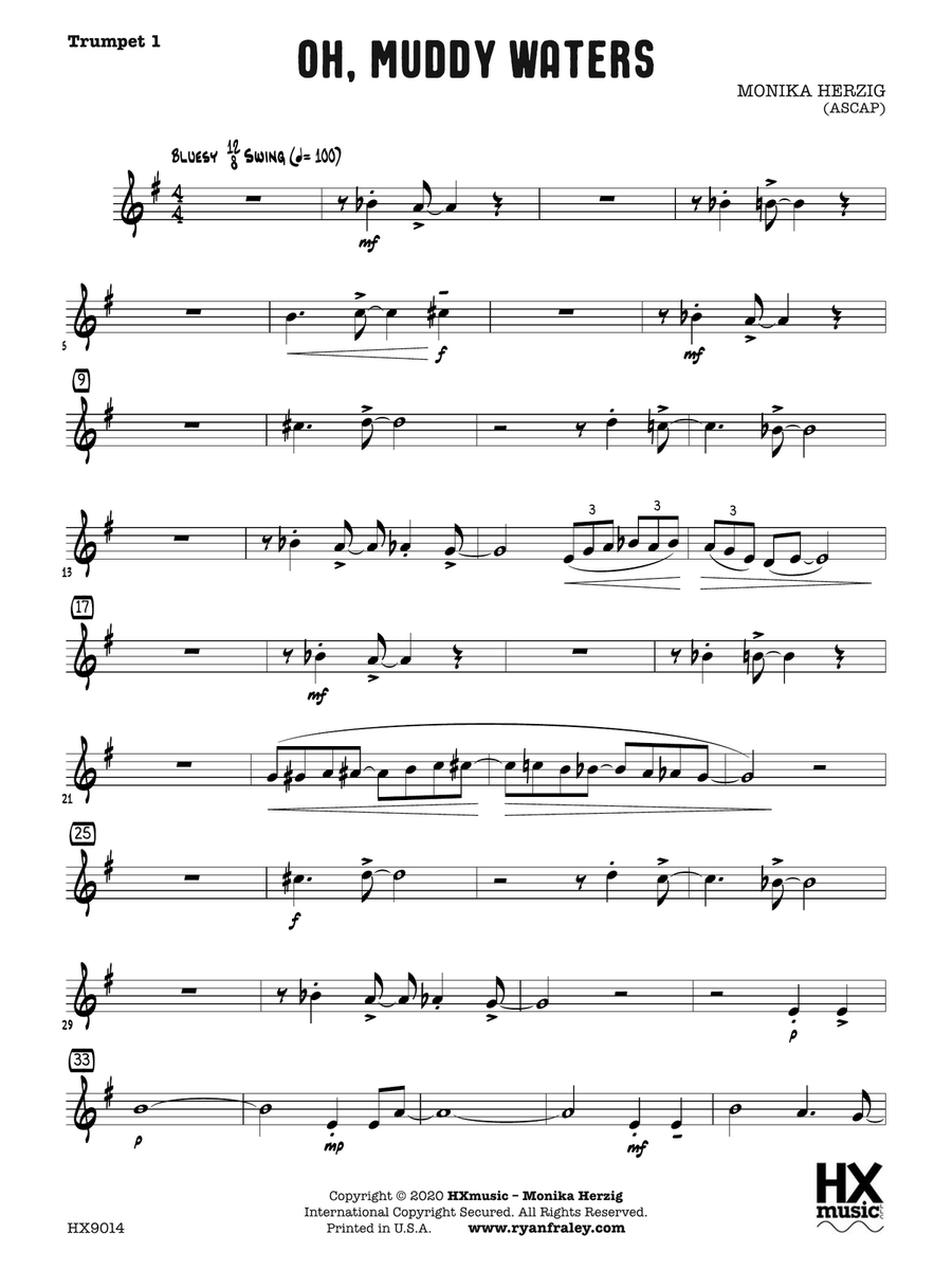 Oh, Muddy Waters: B-flat Trumpet 1 B-Flat Trumpet scores gallery preview page 1