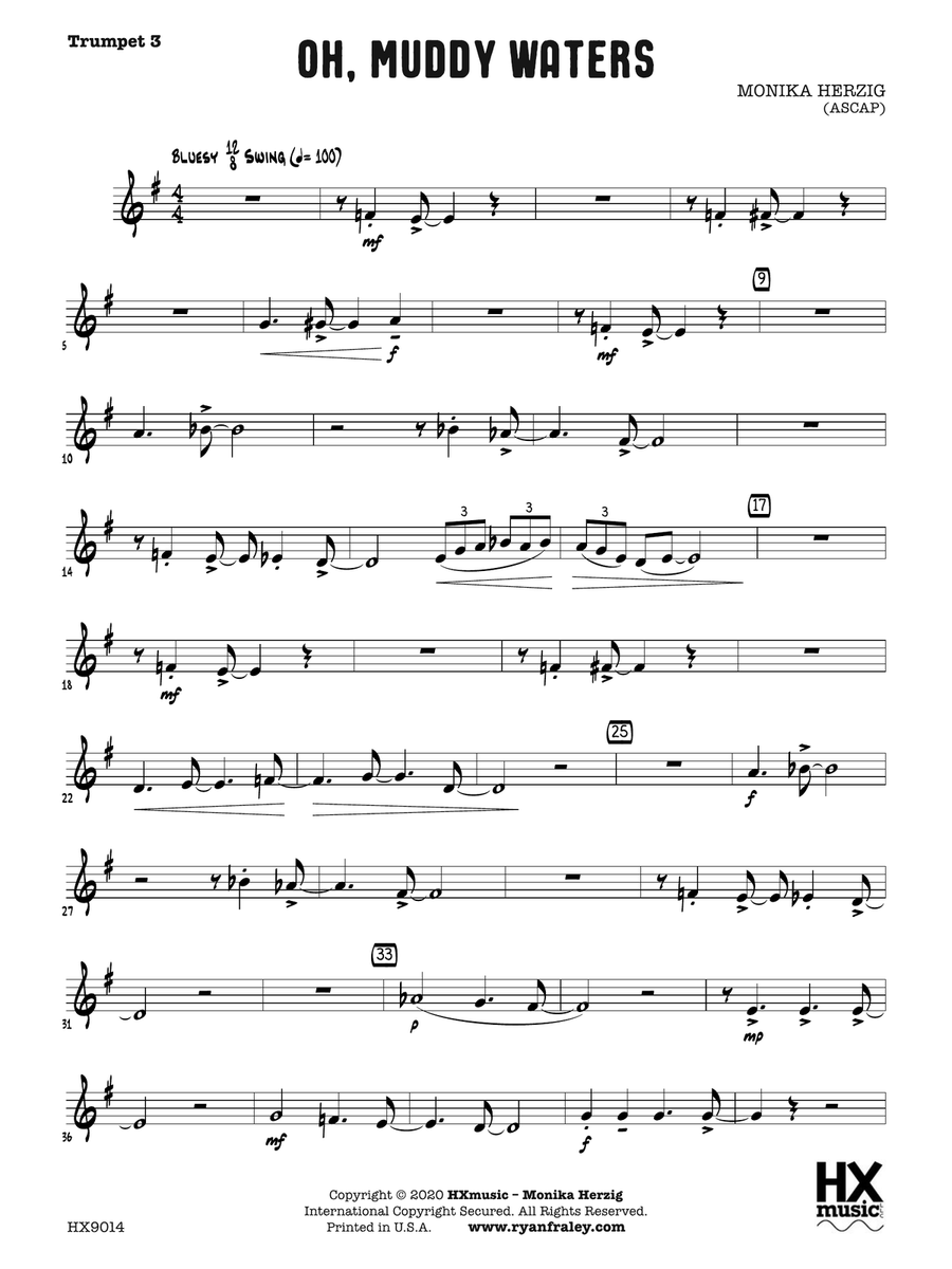 Oh, Muddy Waters: B-flat Trumpet 3 B-Flat Trumpet scores gallery preview page 1