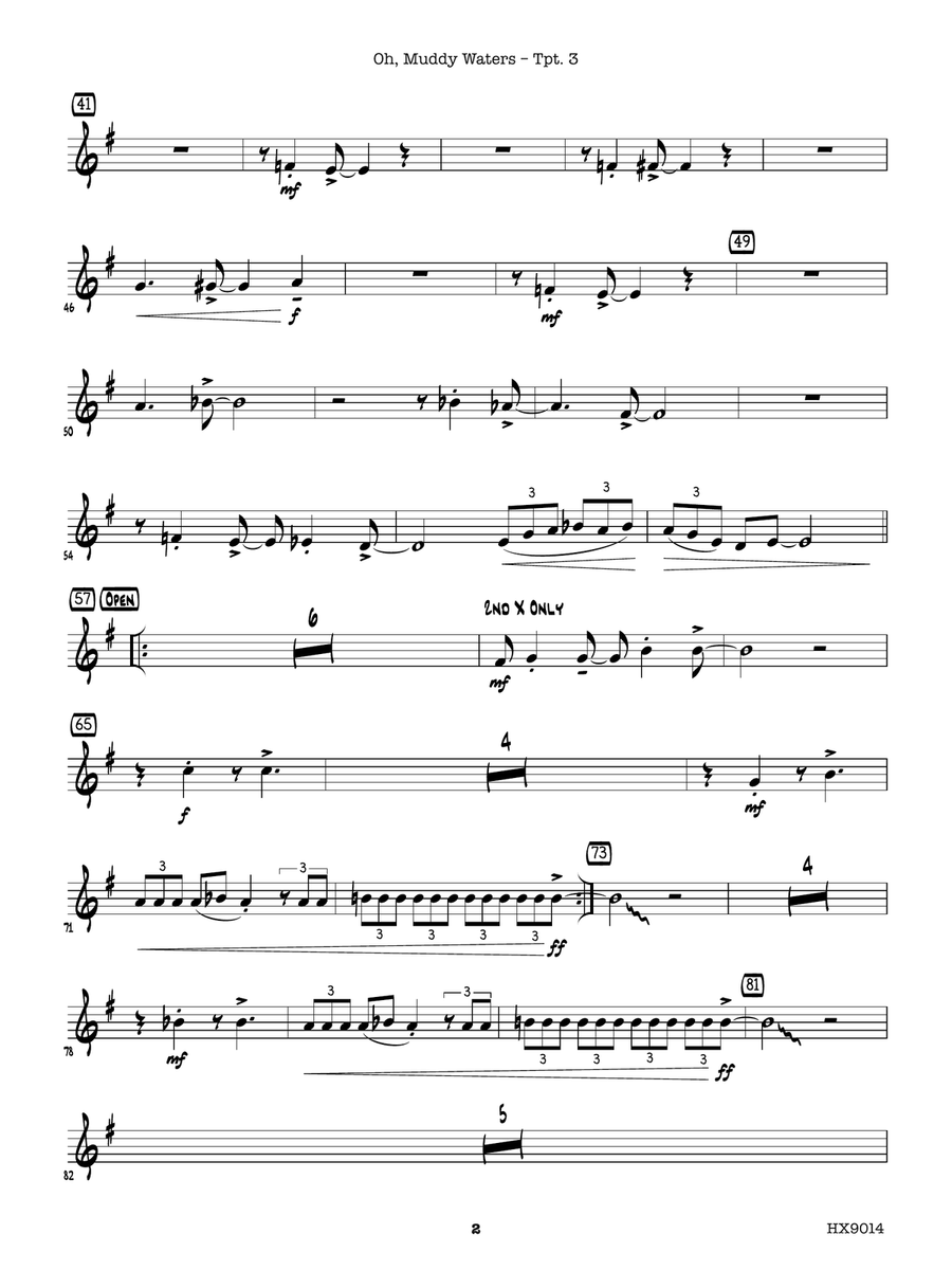 Oh, Muddy Waters: B-flat Trumpet 3 B-Flat Trumpet scores gallery preview page 2