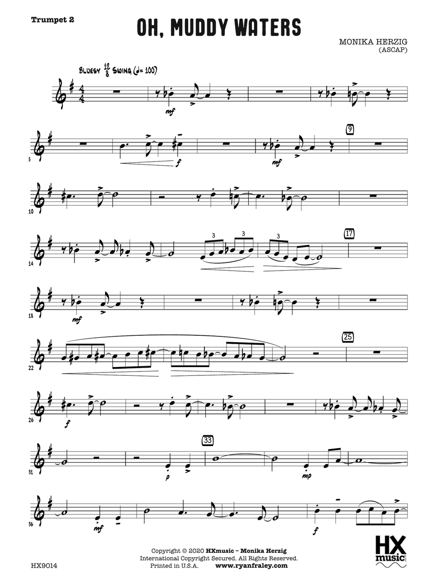 Oh, Muddy Waters: B-flat Trumpet 2 B-Flat Trumpet scores gallery preview page 1