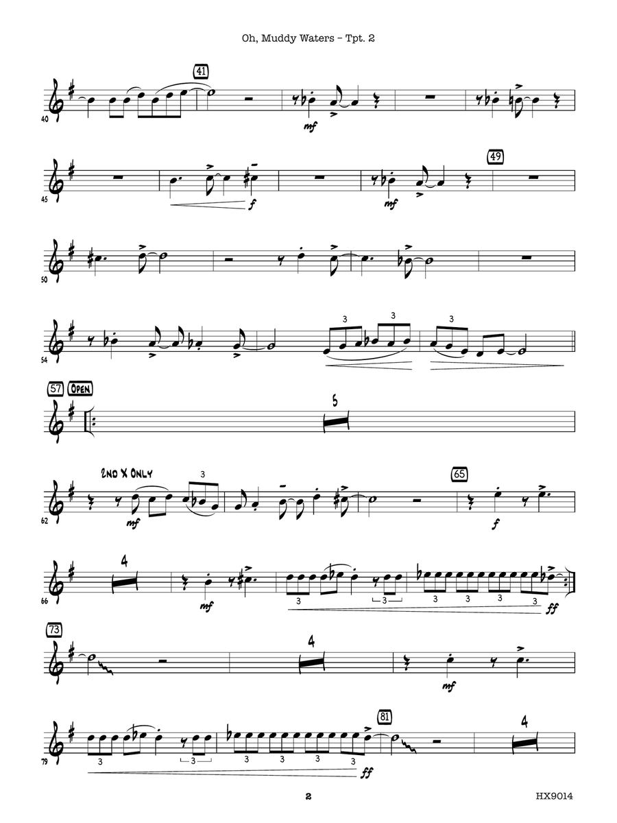 Oh, Muddy Waters: B-flat Trumpet 2 B-Flat Trumpet scores gallery preview page 2