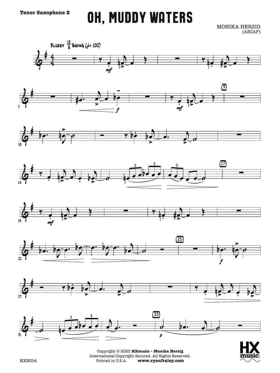 Oh, Muddy Waters: B-flat Tenor Saxophone 2 Tenor Saxophone scores gallery preview page 1