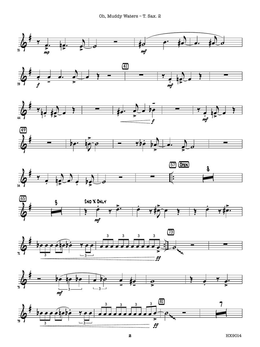 Oh, Muddy Waters: B-flat Tenor Saxophone 2 Tenor Saxophone scores gallery preview page 2
