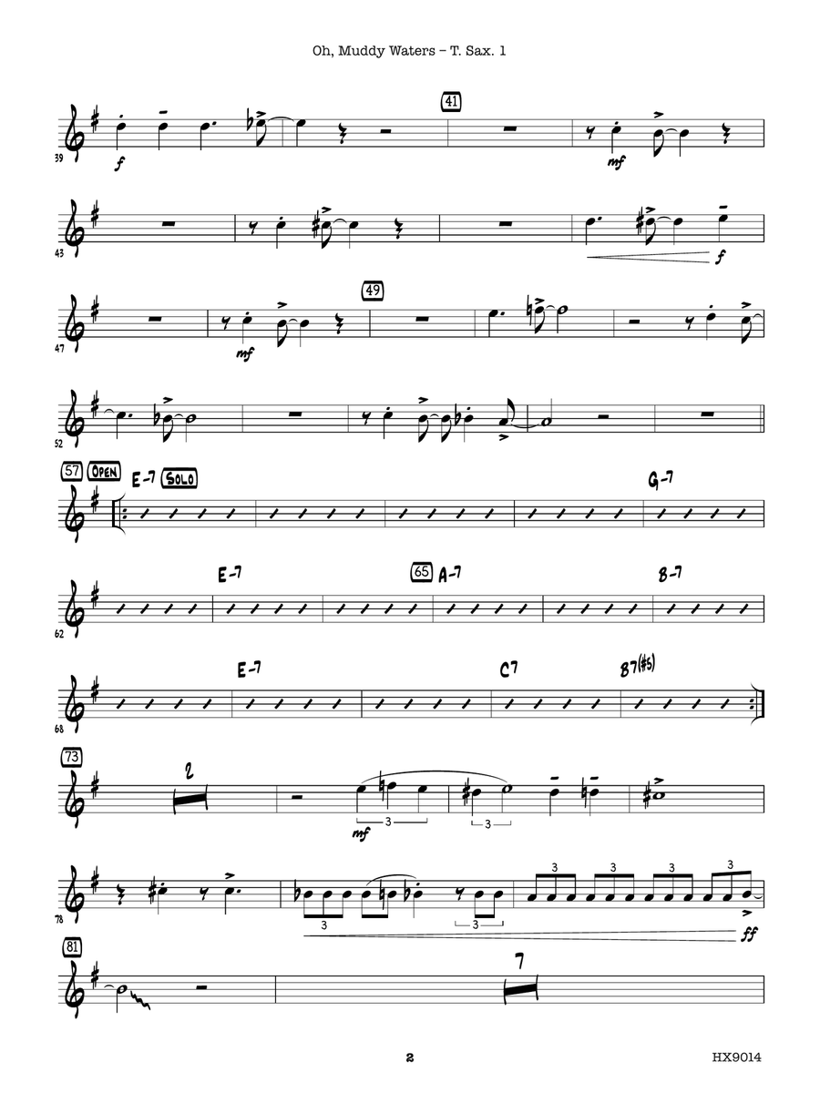 Oh, Muddy Waters: B-flat Tenor Saxophone 1 Tenor Saxophone scores gallery preview page 2
