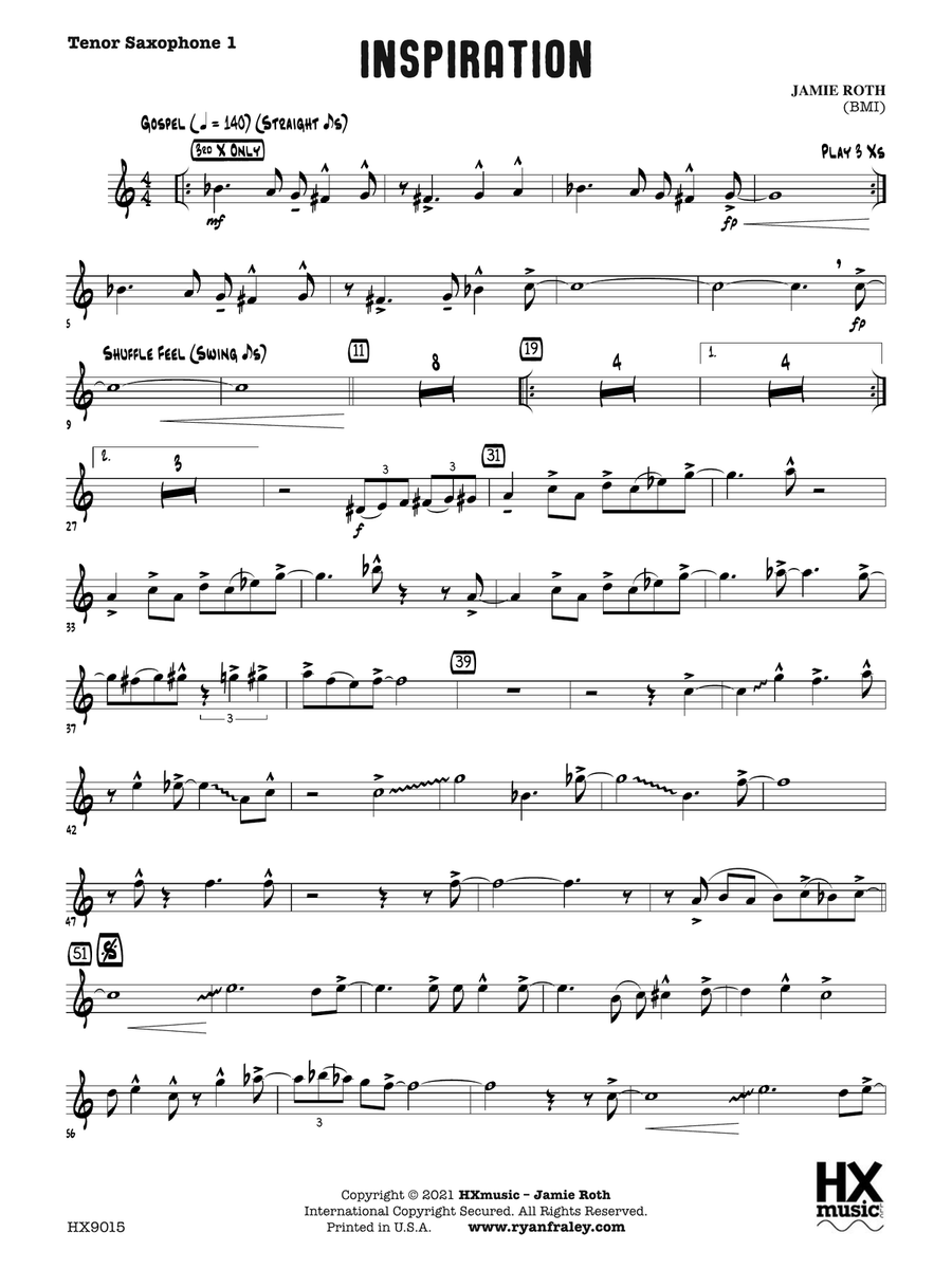 Inspiration: B-flat Tenor Saxophone 1 Tenor Saxophone scores gallery preview page 1