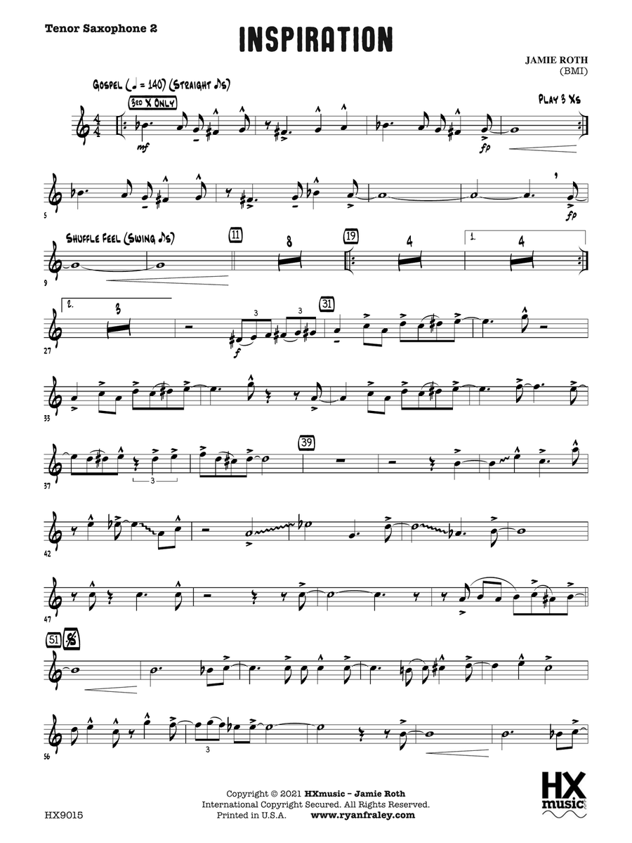 Inspiration: B-flat Tenor Saxophone 2 Tenor Saxophone scores gallery preview page 1
