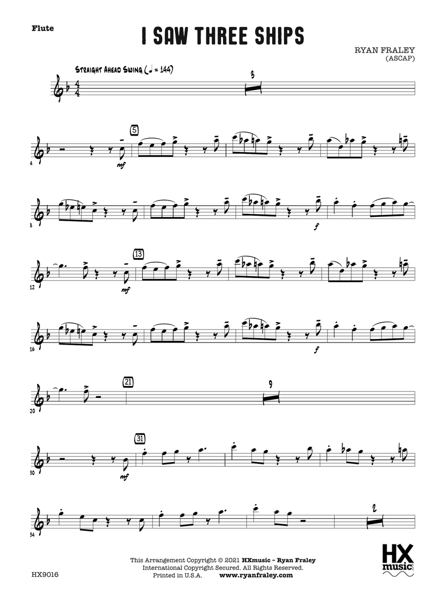 I Saw Three Ships: Flute I Saw Three Ships: Flute Flute scores gallery preview page 1