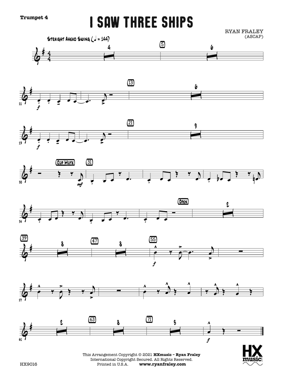 I Saw Three Ships: B-flat Trumpet 4 B-Flat Trumpet scores gallery preview page 1