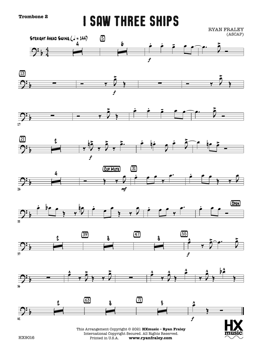 I Saw Three Ships: Trombone 2 Trombone scores gallery preview page 1