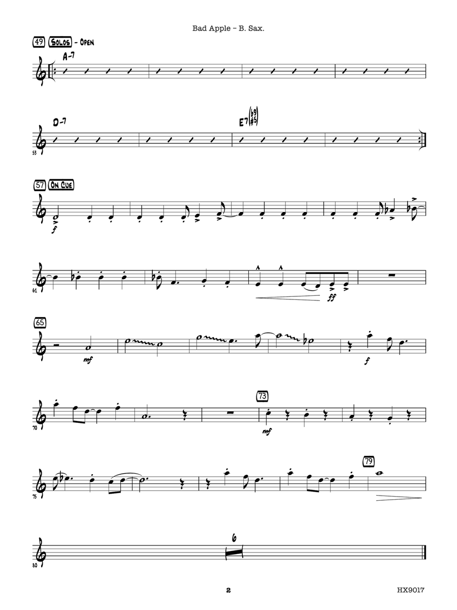 Bad Apple: E-flat Baritone Saxophone Baritone Saxophone scores gallery preview page 2