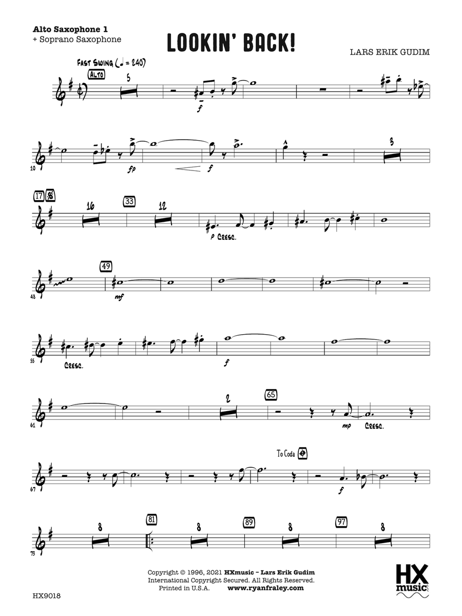 Lookin' Back!: E-flat Alto Saxophone 1 (with Soprano Saxophone) Soprano Saxophone scores gallery preview page 1