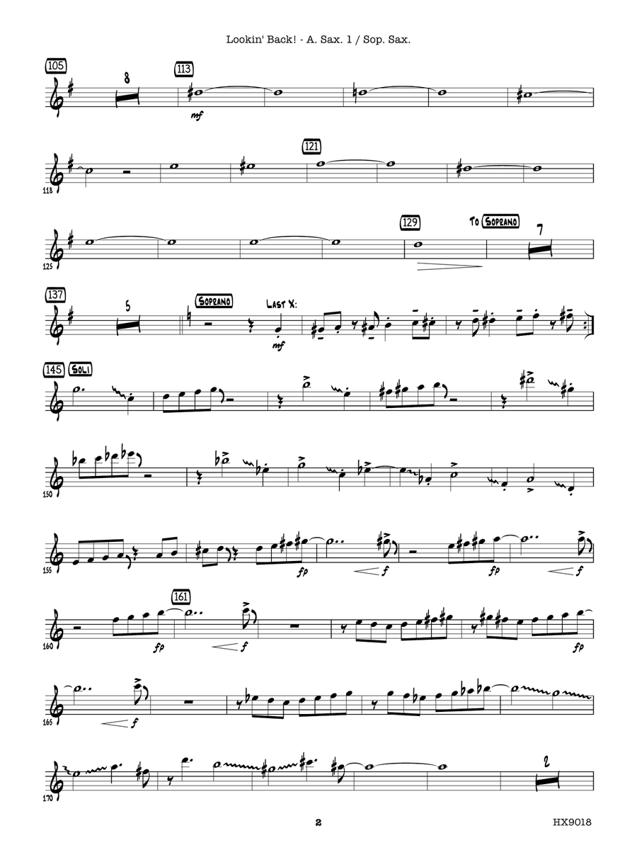 Lookin' Back!: E-flat Alto Saxophone 1 (with Soprano Saxophone) Soprano Saxophone scores gallery preview page 2