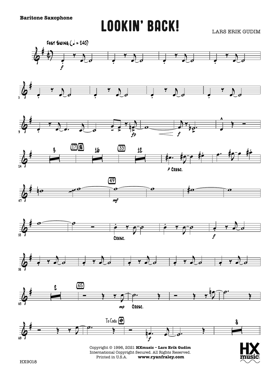 Lookin' Back!: E-flat Baritone Saxophone Baritone Saxophone scores gallery preview page 1