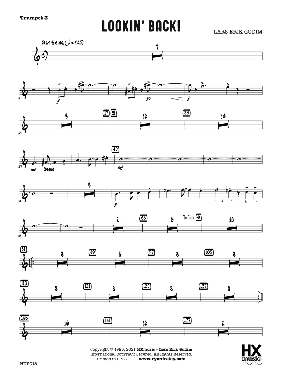 Lookin' Back!: B-flat Trumpet 3 B-Flat Trumpet scores gallery preview page 1