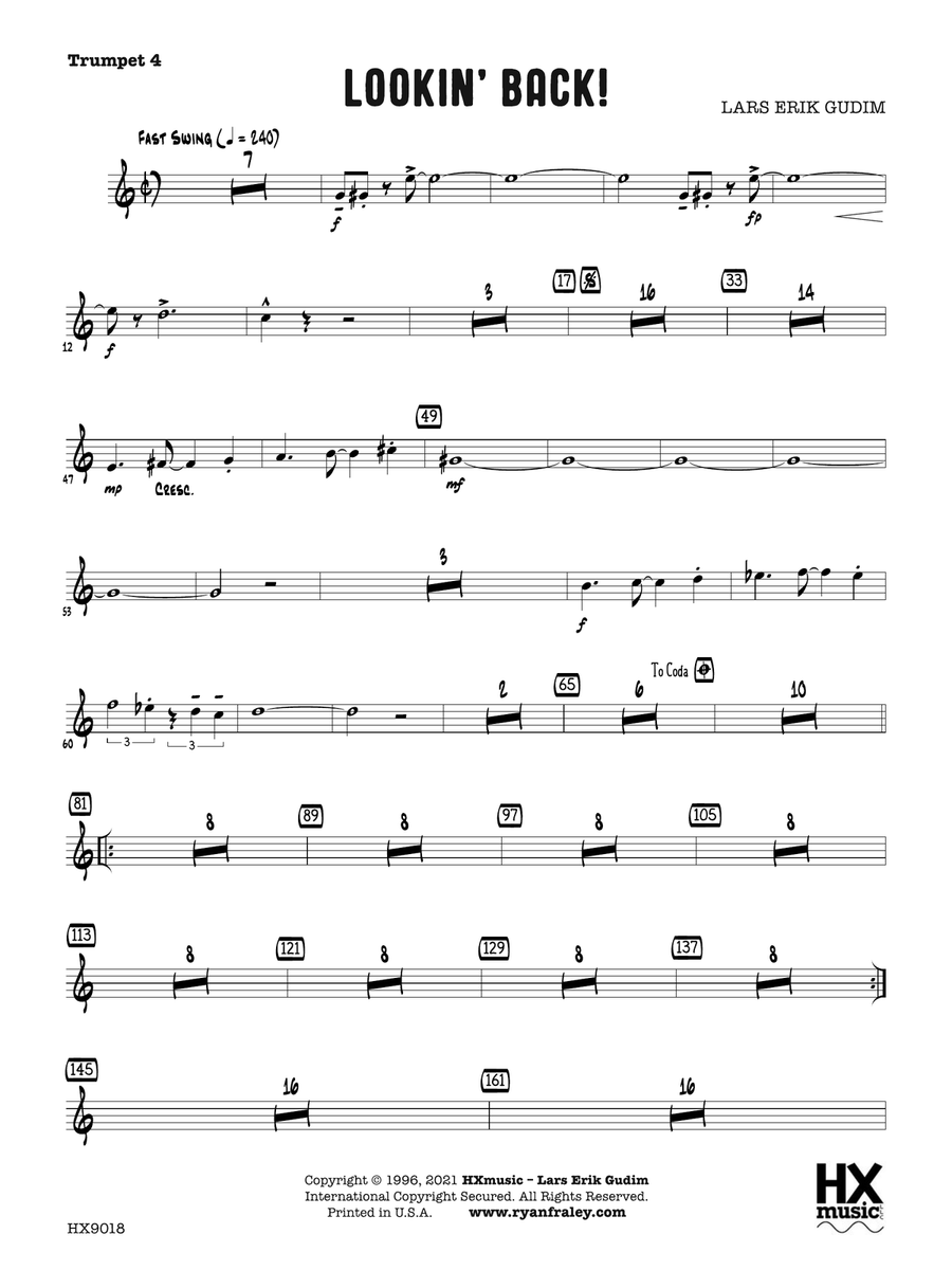Lookin' Back!: B-flat Trumpet 4 B-Flat Trumpet scores gallery preview page 1