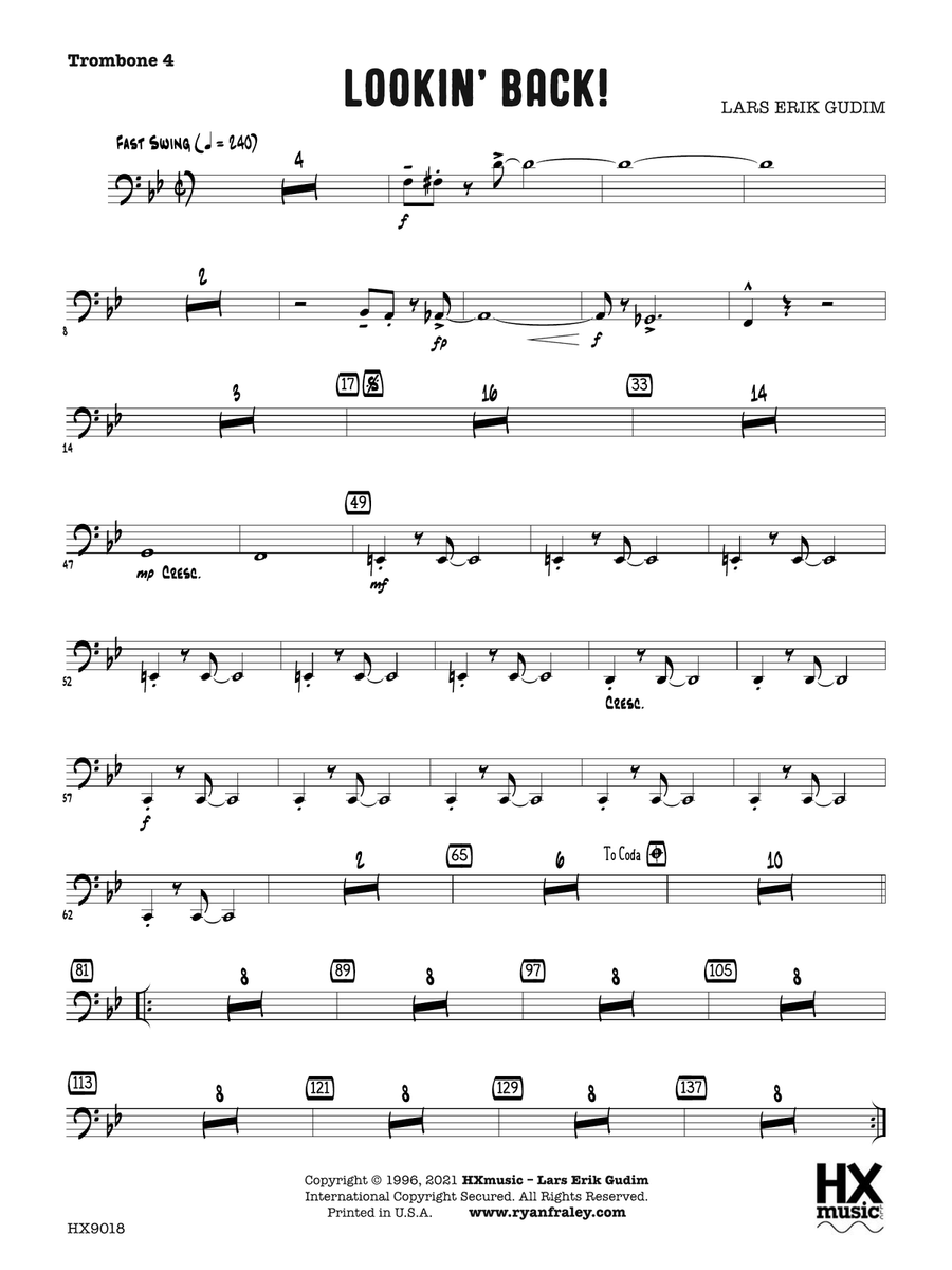 Lookin' Back!: Trombone 4 Trombone scores gallery preview page 1