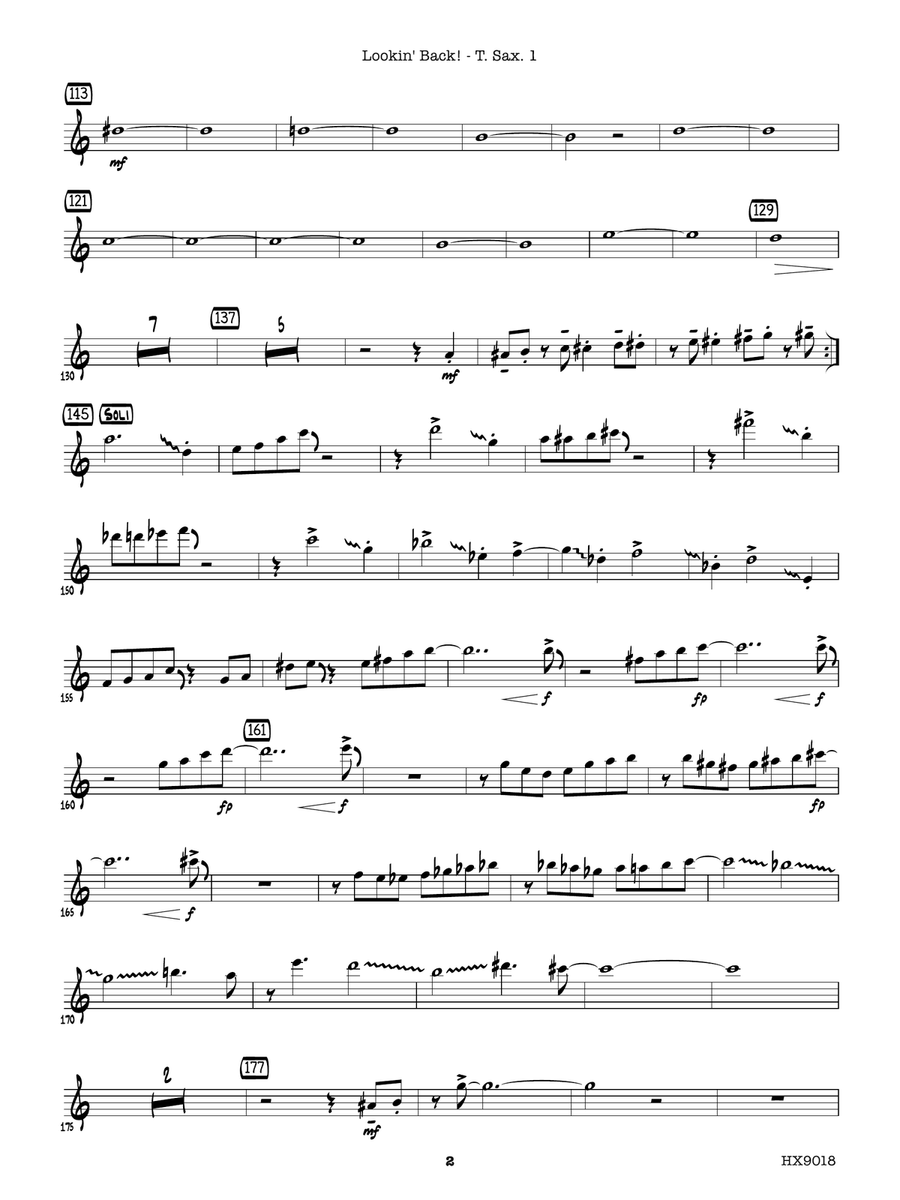 Lookin' Back!: B-flat Tenor Saxophone 1 Tenor Saxophone scores gallery preview page 2