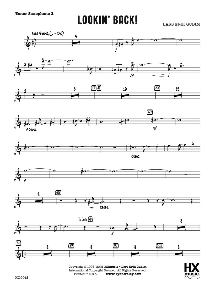 Lookin' Back!: B-flat Tenor Saxophone 2 Tenor Saxophone scores gallery preview page 1