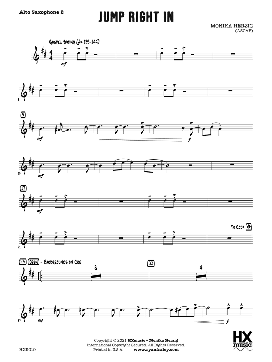 Jump Right In: E-flat Alto Saxophone 2 Alto Saxophone scores gallery preview page 1