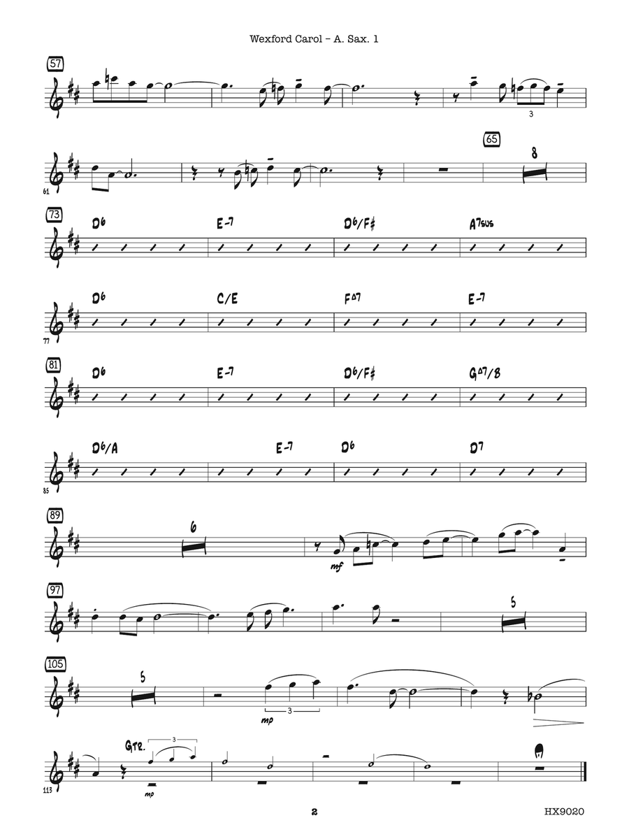 Wexford Carol: E-flat Alto Saxophone 1 Alto Saxophone scores gallery preview page 2