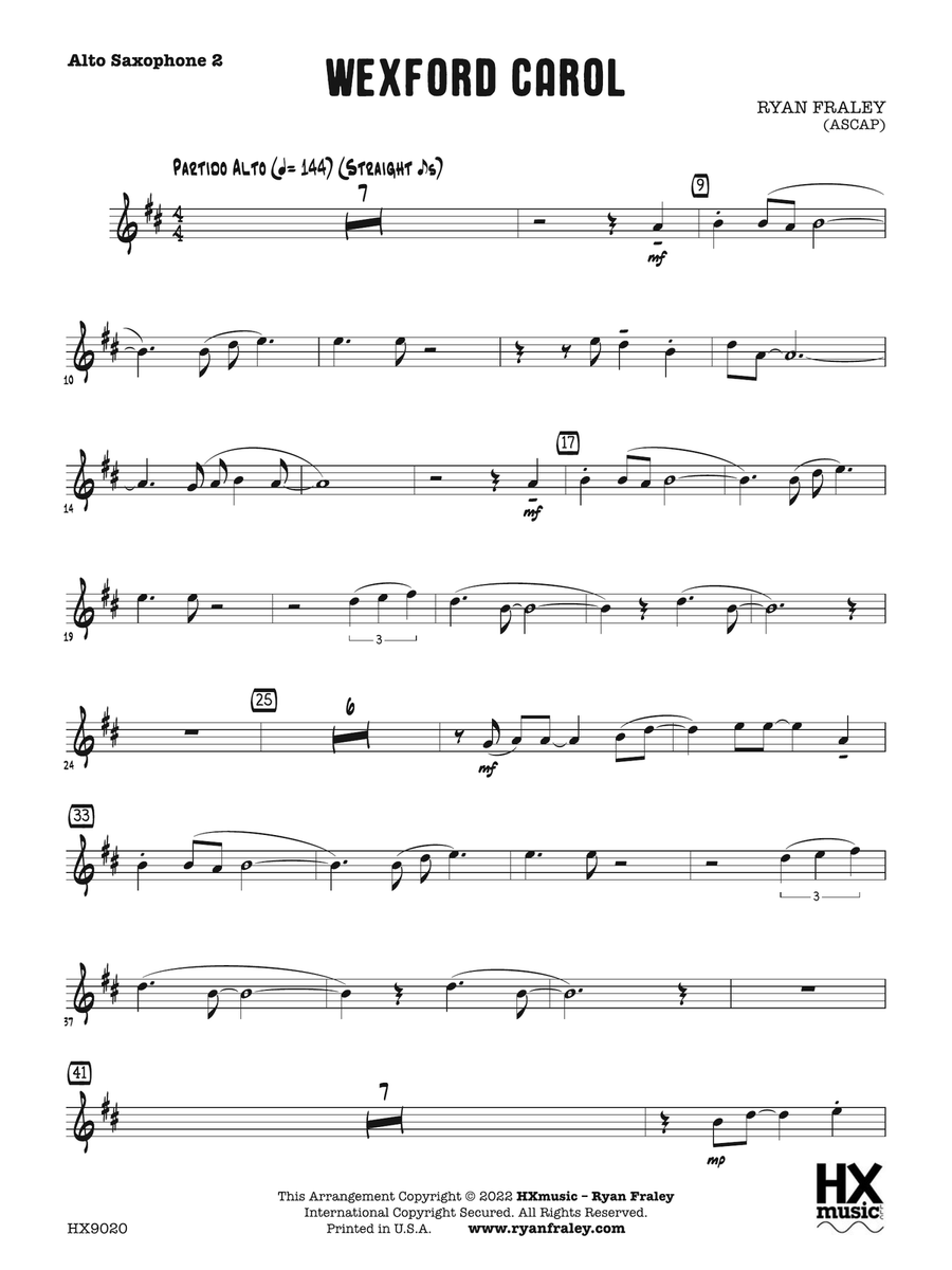 Wexford Carol: E-flat Alto Saxophone 2 Alto Saxophone scores gallery preview page 1