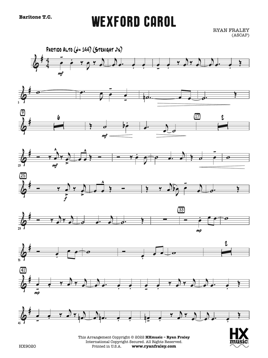 Wexford Carol: B-flat Baritone T.C. Baritone Horn TC scores gallery preview page 1