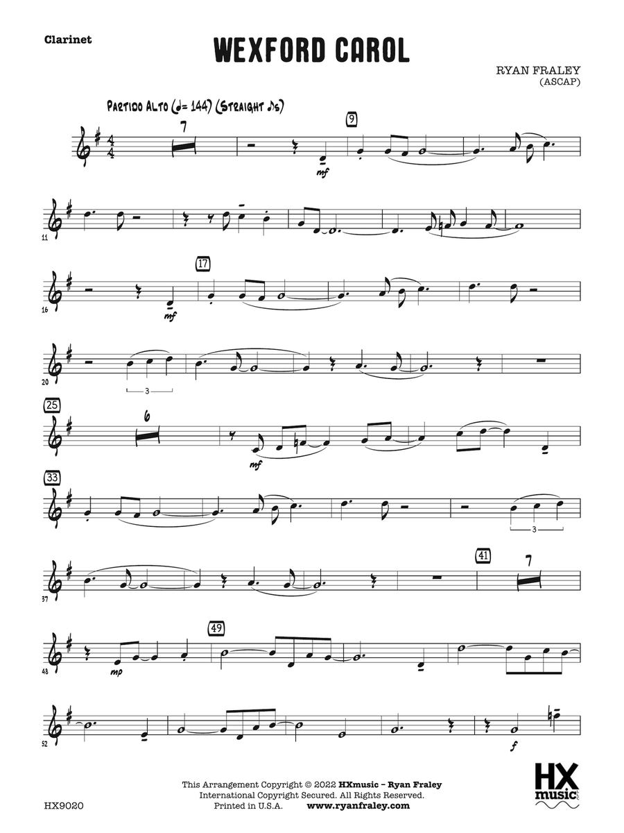 Wexford Carol: B-flat Clarinet B-Flat Clarinet scores gallery preview page 1