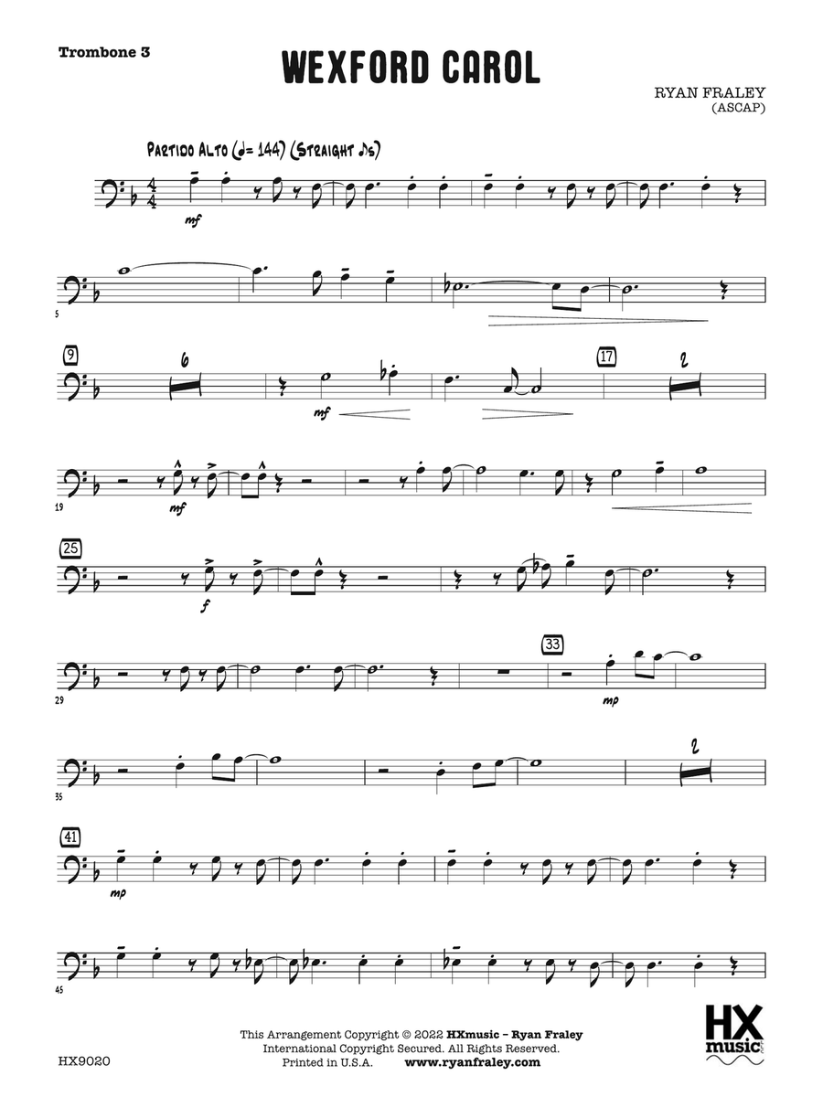 Wexford Carol: Trombone 3 Trombone scores gallery preview page 1