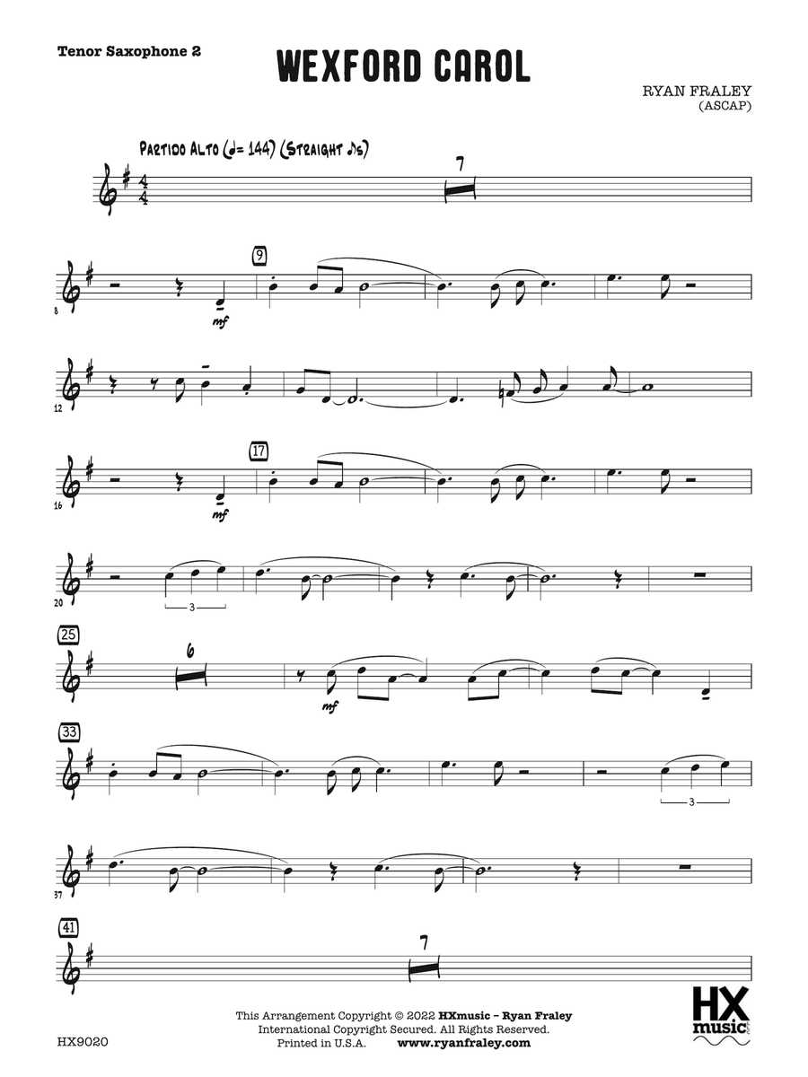 Wexford Carol: B-flat Tenor Saxophone 2 Tenor Saxophone scores gallery preview page 1