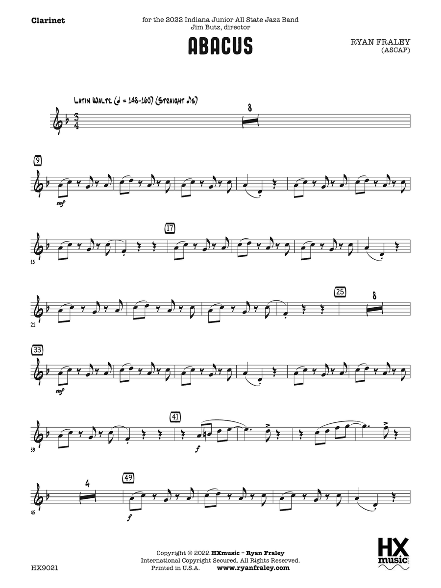 Abacus: B-flat Clarinet Abacus: B-flat Clarinet B-Flat Clarinet scores gallery preview page 1
