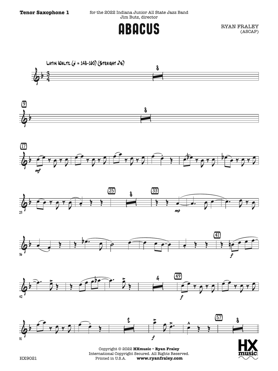 Abacus: B-flat Tenor Saxophone 1 Tenor Saxophone scores gallery preview page 1