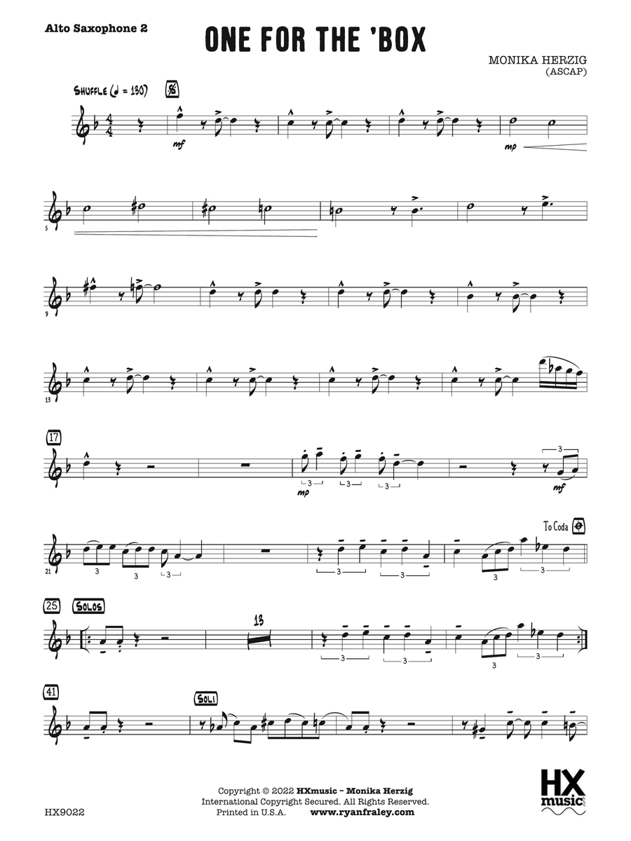 One for the 'Box: E-flat Alto Saxophone 2 Alto Saxophone scores gallery preview page 1