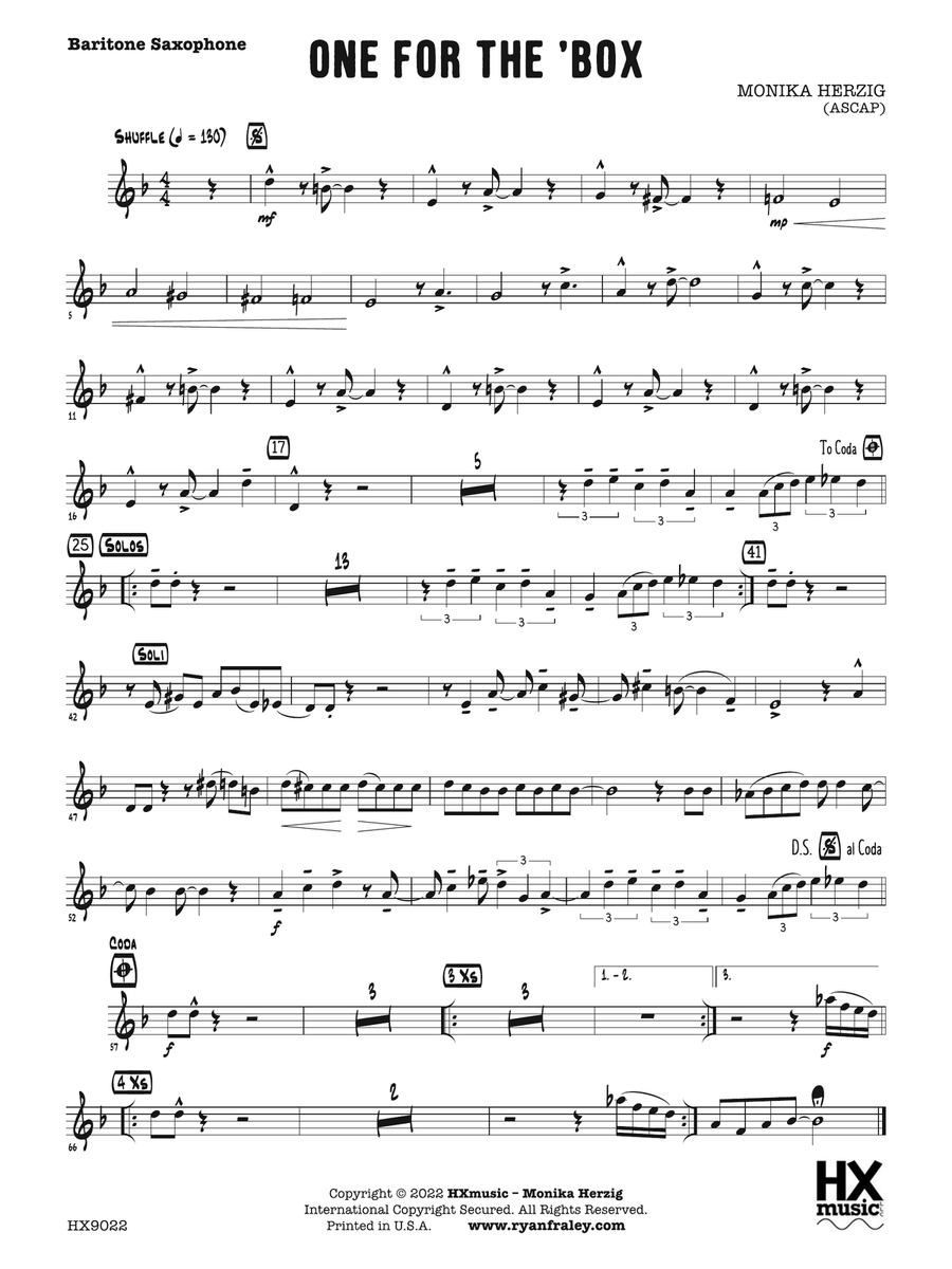 One for the 'Box: E-flat Baritone Saxophone Baritone Saxophone scores gallery preview page 1