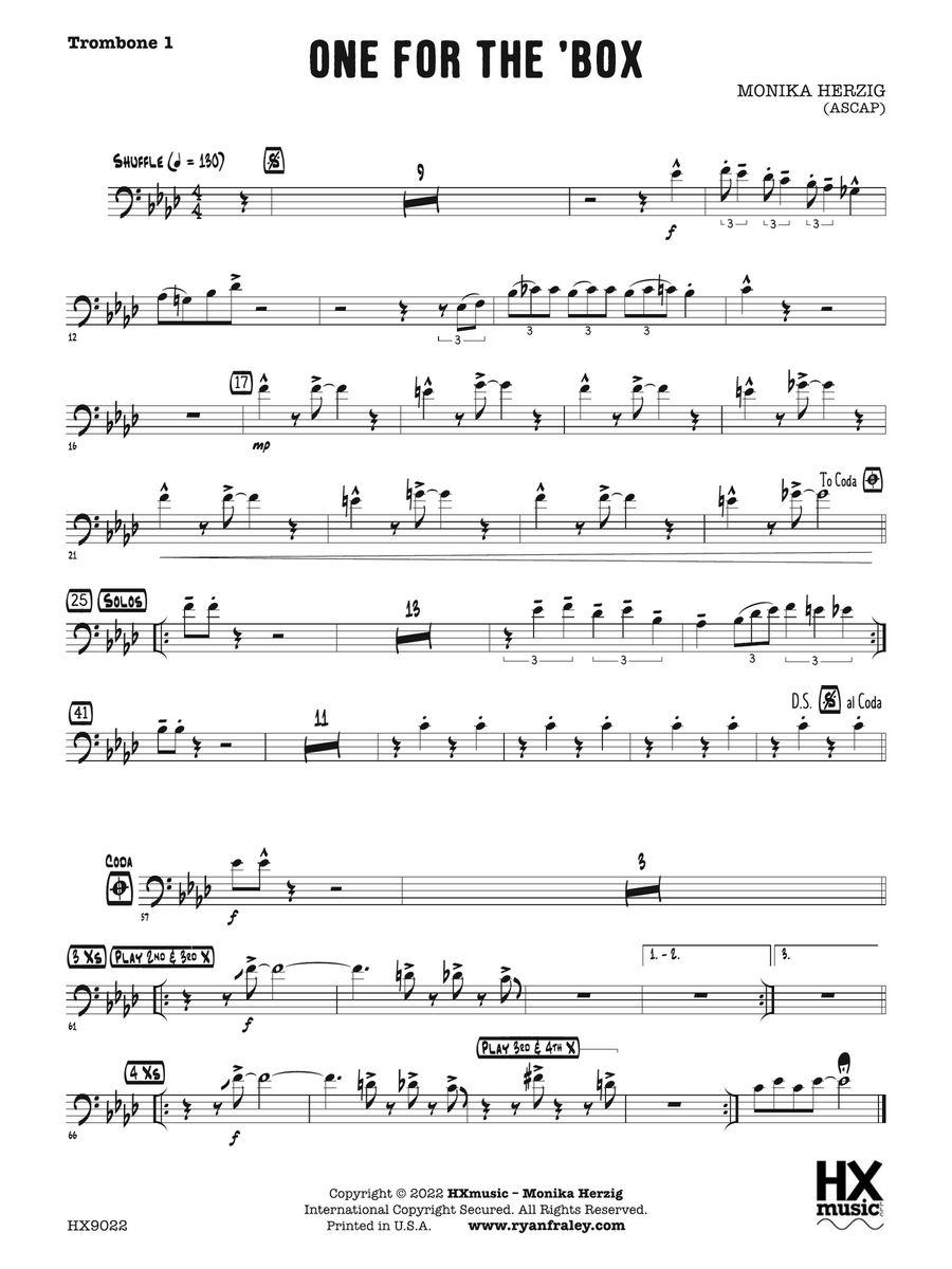One for the 'Box: Trombone 1 Trombone scores gallery preview page 1