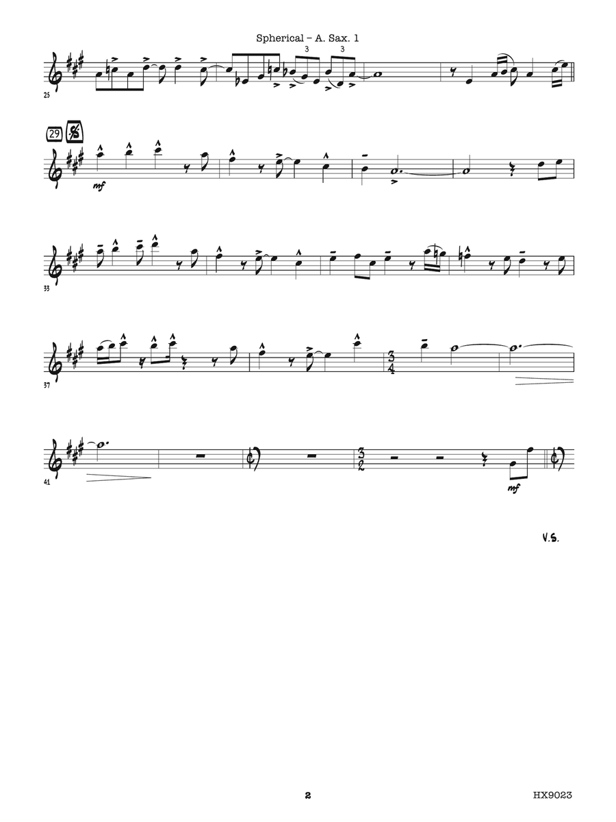 Spherical: E-flat Alto Saxophone 1 (with optional Flute) Flute scores gallery preview page 2