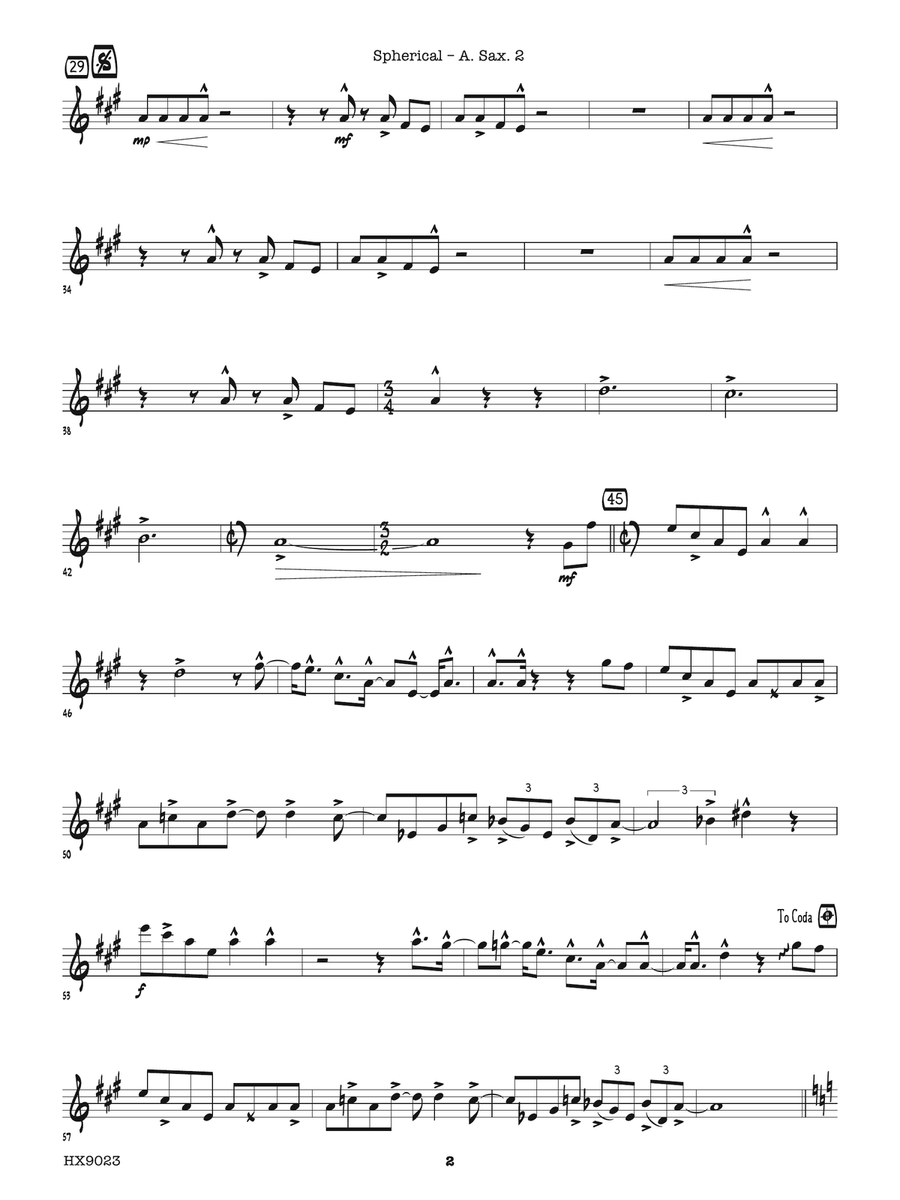 Spherical: E-flat Alto Saxophone 2 (with optional Flute) Flute scores gallery preview page 2
