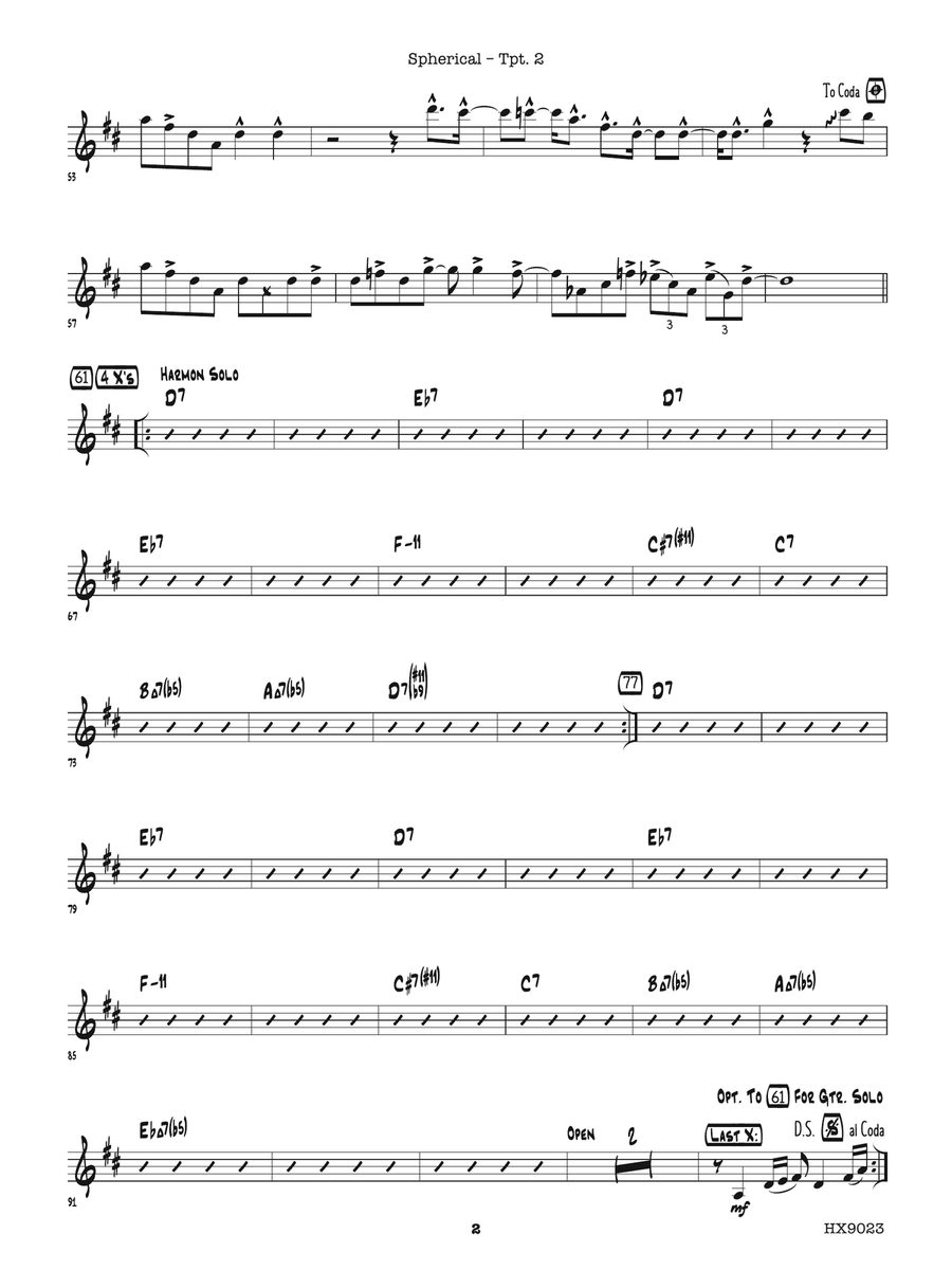 Spherical: B-flat Trumpet 2 B-Flat Trumpet scores gallery preview page 2