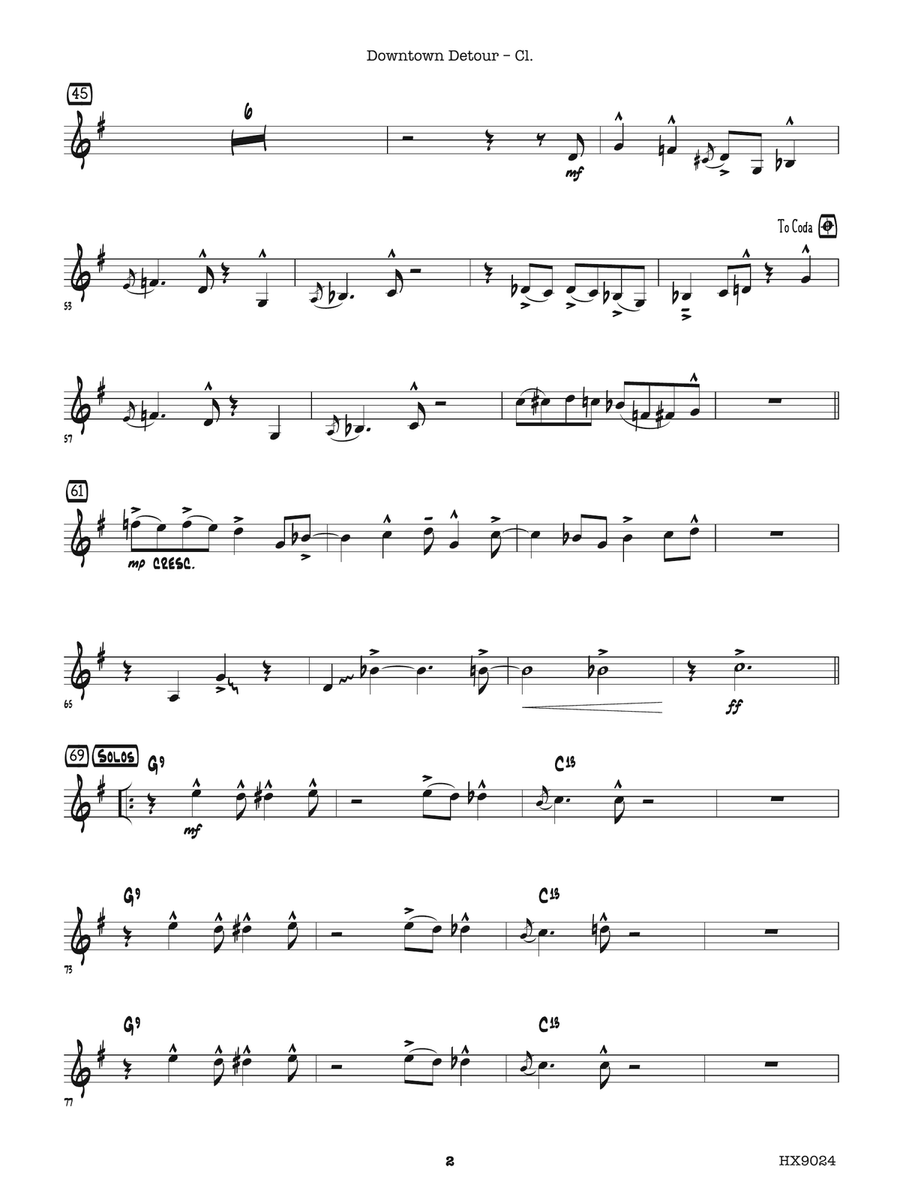 Downtown Detour: B-flat Clarinet B-Flat Clarinet scores gallery preview page 2