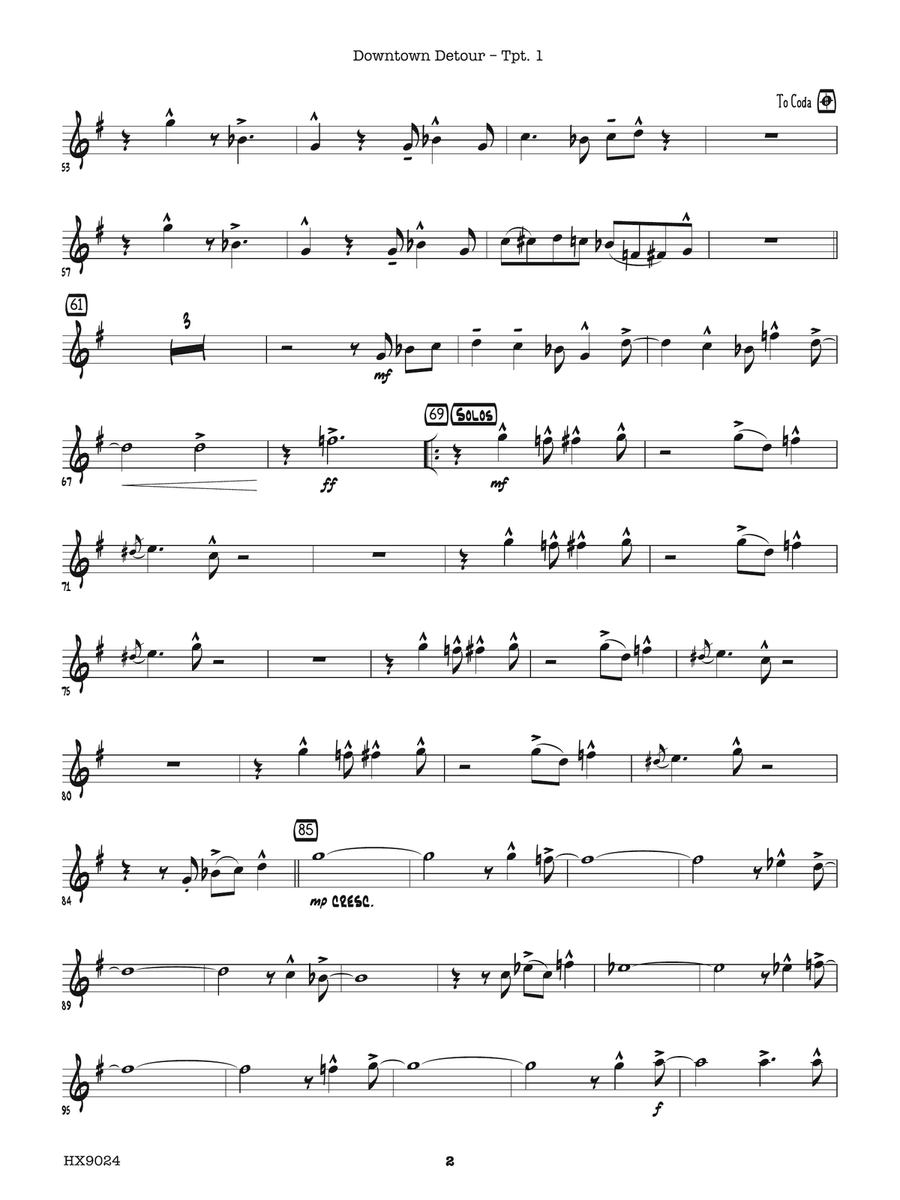 Downtown Detour: B-flat Trumpet 1 B-Flat Trumpet scores gallery preview page 2