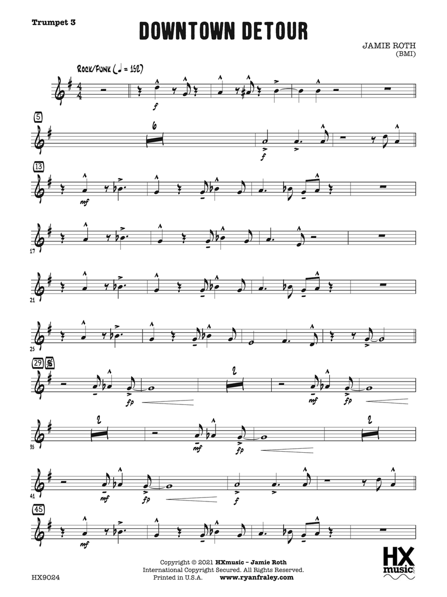 Downtown Detour: B-flat Trumpet 3 B-Flat Trumpet scores gallery preview page 1