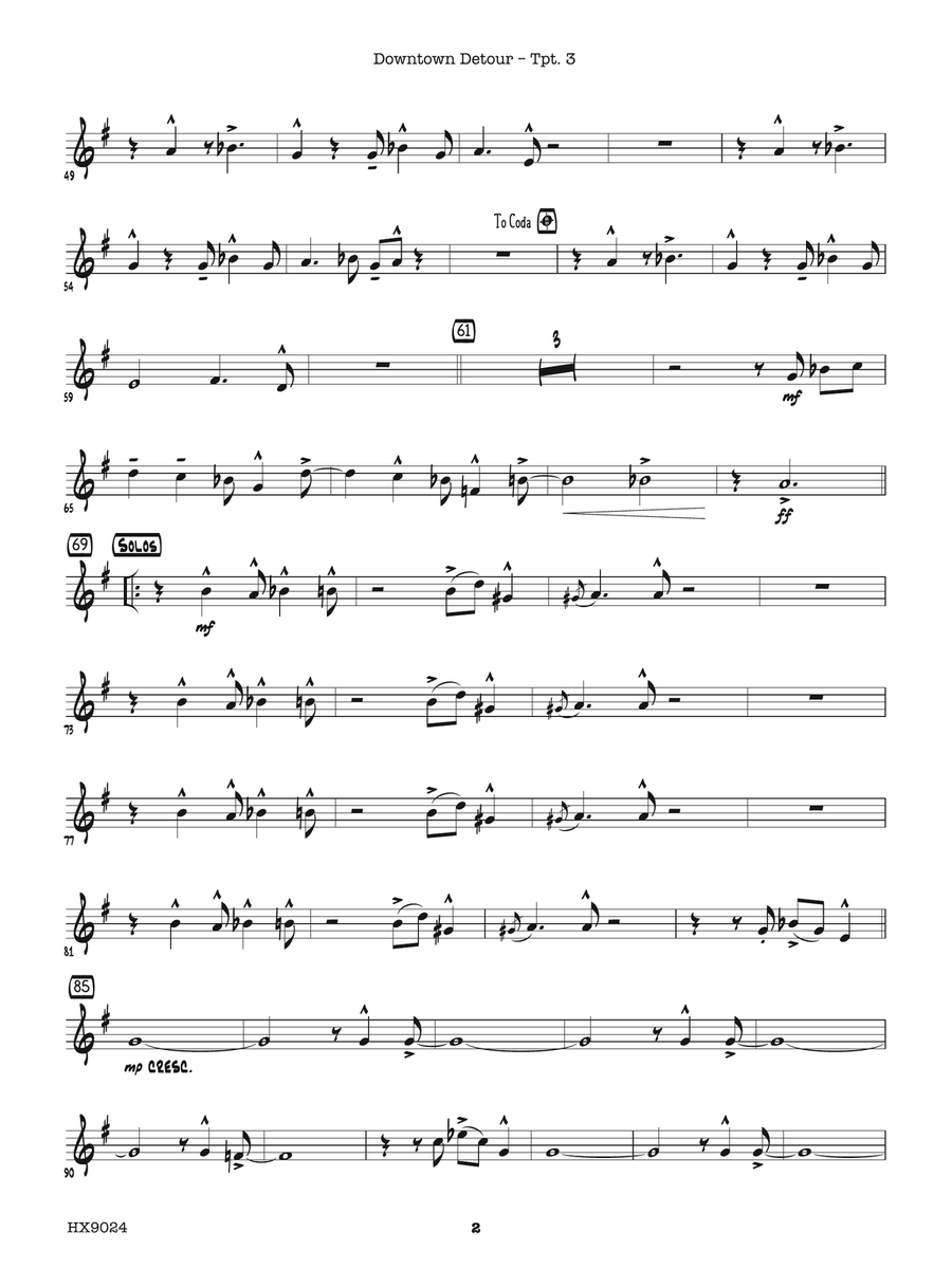 Downtown Detour: B-flat Trumpet 3 B-Flat Trumpet scores gallery preview page 2