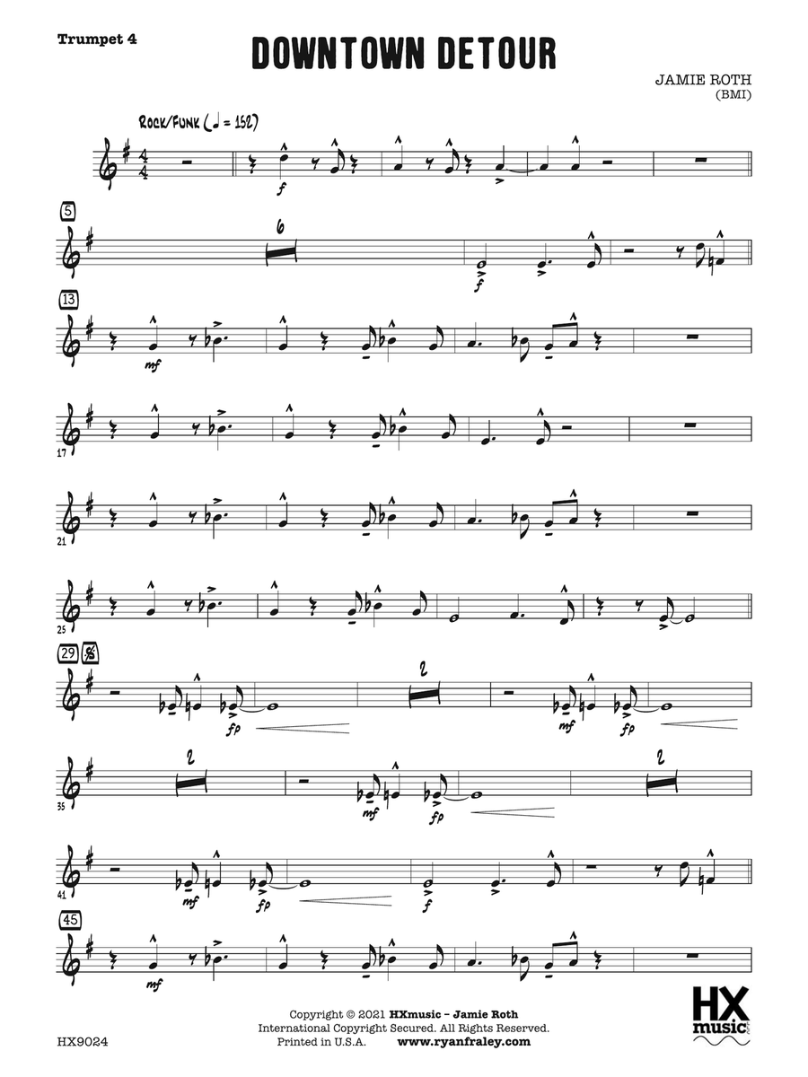 Downtown Detour: B-flat Trumpet 4 B-Flat Trumpet scores gallery preview page 1
