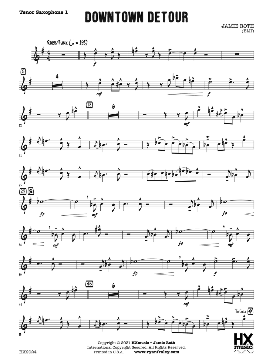 Downtown Detour: B-flat Tenor Saxophone 1 Tenor Saxophone scores gallery preview page 1