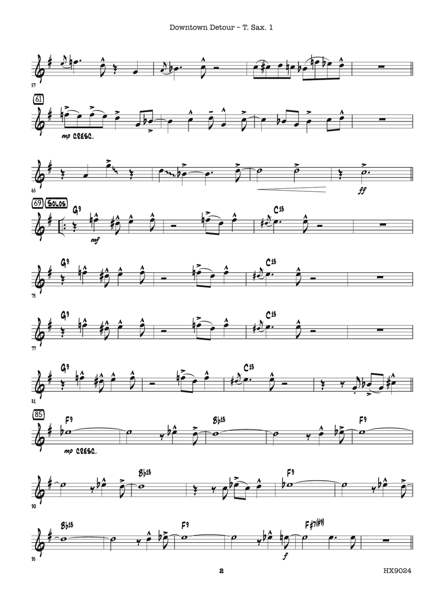 Downtown Detour: B-flat Tenor Saxophone 1 Tenor Saxophone scores gallery preview page 2