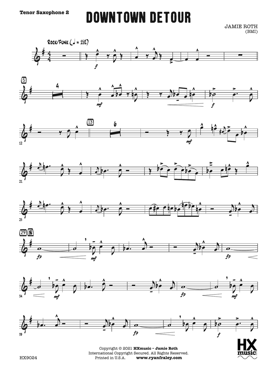 Downtown Detour: B-flat Tenor Saxophone 2 Tenor Saxophone scores gallery preview page 1